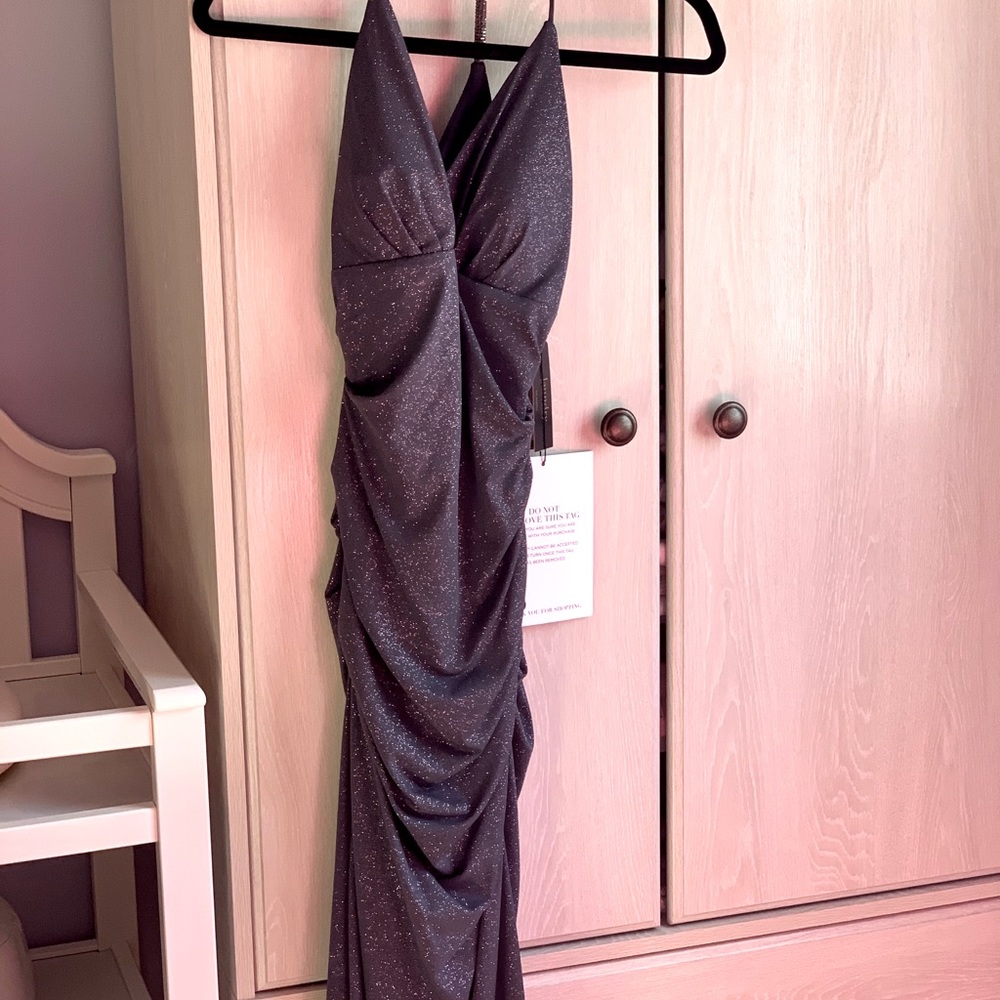 Laundry by Shelli Segal Steel Glitter Matte Dress